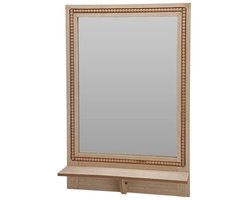 Spiegel met plank - vierkant - MDF - bruin - kralen rand - 40 x 10 x 60 cm