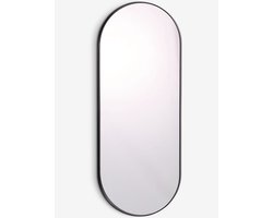 Spiegel - ovaal - zwart - staal - 40 x 100 cm