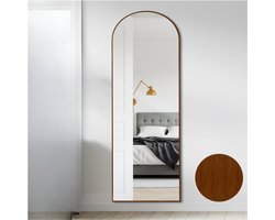 Spiegel-Spiegel staand- Walnoot Hout- Aluminium Frame-Vrijstaand of Wandmontage Worden-(45.72x147.32)cm-(Okkernoot).
