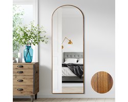 Spiegel-Spiegel staand- Walnoot Hout- Aluminium Frame-Vrijstaand of Wandmontage Worden-(45.72X147.32)cm-TEAK.