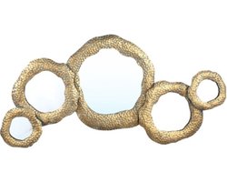 Spiegel - Spiegels - Wandspiegel - Industriële Spiegel - Design Spiegel - Industrieel - Spiegel Rond - Goud - 117 cm breed