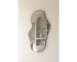 Spiegel Troas | Zwarte organische vorm spiegel | Asymmetrisch design | 110 x 62 cm | Indore Home