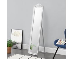 Spiegel vrijstaand met barok lijst verstelbaar 160x40 cm wit