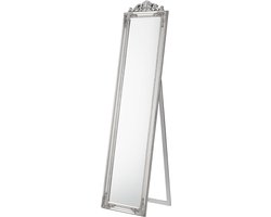 Spiegel vrijstaand met barok lijst verstelbaar 160x40 cm zilverkleurig