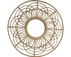 Spiegel - Wandspiegel Cantik - Rotan Spiegel - 58 cm - Handgemaakte Boho Wandspiegel - Bamboe Spiegel - Bali Spiegel - Spiegel rond - Spiegels - Rotan spiegel - Wanddecoratie Ronde Spiegel - Grote Decoratieve Spiegel