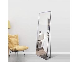Spiegel - Wandspiegel - make up - staand volledige lengte - passpiegel slaapkamer - 150x40 cm - zwart