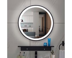 Spiegel Wiesbaden Lista Nera met LED Verlichting Dimbaar Rond 100 cm Mat Zwart