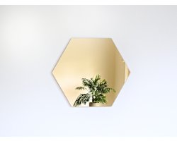 Spiegel Zeshoek/Hexagon - Goudkleurig - Wandspiegel - Plakspiegel