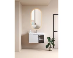 Spiegeldepot.nl - ELLIPS -50×100 CM ( Randloos) Toilet / Badkamerspiegel met verlichting
