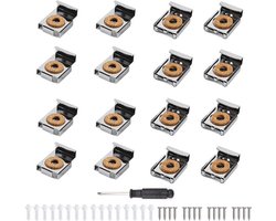 Spiegelhouders - 4 sets - Vierkante spiegelhouders - Zilver - Inclusief schroeven - Voor belastbare spiegels - Glas