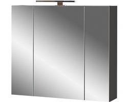 Spiegelkast Arcadia met 3 deuren - met ledverlichting - grafietgrijs - Germania - Medicijnkastjes - Antraciet - Melamine; Spiegel; Spaanplaat - Medicijnkastjes -
