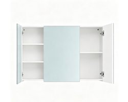 Spiegelkast Badkamer 15 x 90 x 60 cm Wit, Badkamerkast met 3 Spiegels, Wandkast met Verstelbare Planken, Verborgen Opbergruimte, Badkamer Opbergkast, Toiletkast, Spiegelkast voor Badkamer, Toilet en Hal