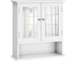 Spiegelkast Badkamer - badkamerkast - badkamermeubel - Medicijnkastje Met Spiegel - badkamerspiegel - badkamer accessoires - Toiletkastje - Badkamerkast Hoog - Verstelbare Plank - Wandmontage - Ruimtebesparend - Badkamer - 50x20x60cm - Wit