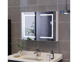 Spiegelkast Badkamer - Badkamermeubel Kast - Badkamer Opbergen - Ontwasemingsfunctie - A - Wit