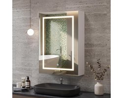 Spiegelkast Badkamer - Badkamermeubel Kast - Toiletartikelen Opbergen - Verstelbare Planken - 50 x 70 cm - Wit