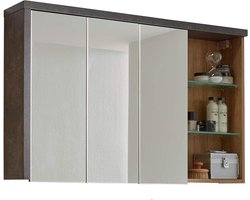 Spiegelkast - badkamer - Bay - afmetingen - 123 x 71 x 18 cm - donker beton - eiken Riviera honing - 169350328