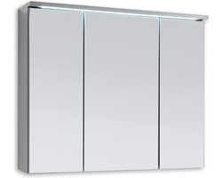 Spiegelkast badkamer met LED-verlichting in titanium/wit - 80 x 68 x 225 cm - veel opbergruimte