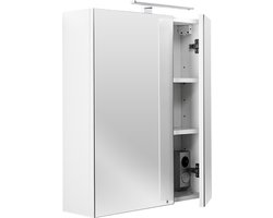 Spiegelkast badkamer met verlichting – 60 cm – met stopcontact – wit