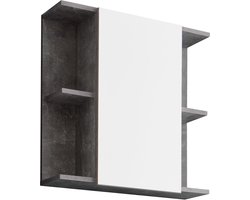 Spiegelkast badkamer Nano - afmetingen 60 x 62 x 20 cm - beton steen wit - 184650534