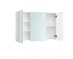 Spiegelkast badkamerkast badkamer opbergkast wandkast 15×90×60 cm wit driedelig spiegelontwerp met verstelbare planken en verborgen opbergruimte eenvoudig schoon te maken en te monteren geschikt voor badkamer, toilet en hal
