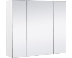 Spiegelkast, badkamerkast met 3 speeldeuren, opbergkast, wandkast, medicijnkast, hangkast voor badkamer, 70,5 × 15 × 60,5 cm, wit HMTM-FMD-611962-041-503948