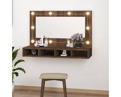 Spiegelkast met LED - Wandkast Toiletkast - Badkamer Organiseren - Verstelbaar LED Licht - 90 x 31.5 x 62 cm