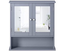 Spiegelkast met Planken en Spiegeldeur voor Badkamer - Grijze Hangkast