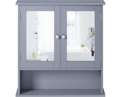 Spiegelkast met Planken en Spiegeldeur voor Badkamer - Grijze Hangkast