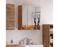 Spiegelkast Sefa 60cm 3 deuren - wotan eik - Held - Badkamer spiegelkast - Bruin - Spaanplaat