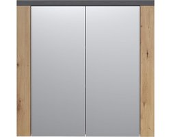 Spiegelkast van houtmateriaal in bruin grijs - 79 x 78 x 20 cm
