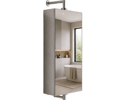 Spiegelkast - zilver - 25x60x12 cm - met opbergruimte