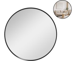 Spiegels-spiegel rond-60x60 cm – zwart metalen frame met 4 mm premium glas-geschikt als ronde spiegel voor wanddecoratie of badkamer spiegel voor wastafel - adventskalender 2025