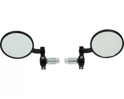 Spiegelset stuurbevestiging Rond Zwart