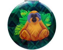 Spiegeltje Make-Up Compact Klep - Animals Kingdom - Dierenrijk - Orang Oetan - 6.5x6.5x1cm
