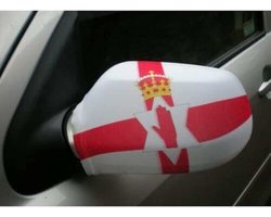 Spiegelvlag Noord-Ierland 30x20 cm Polyester Spandex Spiegel | Buitengebruik Noord-Iers spiegelhoes Northern Ireland elastische stof met verstevigde randen met zijspiegel