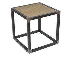 Spinder Design Diva Bijzettafel 40x40x40 - Blacksmith/Eiken - staal - hout - mancave