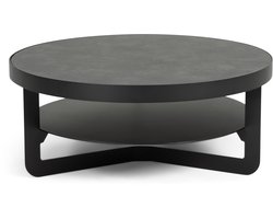 Spinder Design salontafel DOUGLAS ø80 cm - Staal - Zwart / HPL - Steenlook