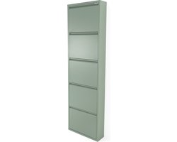 Spinder Design schoenenkast Billy 5 - Dusty Green - 10 paar schoenen - Staal