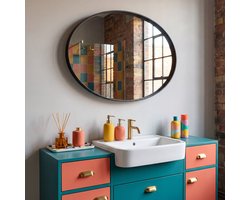 Spinder Design SENNE Badkamerspiegel ovaal zwart 80x60 - Staal