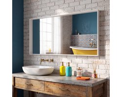 Spinder Design SENNE Badkamerspiegel rechthoekig wit 80x35 - Staal