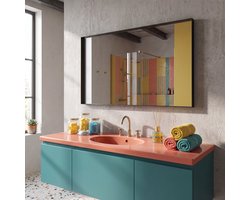 Spinder Design SENNE Badkamerspiegel rechthoekig zwart 100x70 - Staal