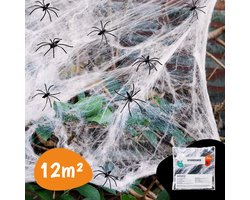 Spinnenweb Halloween Decoratie - 12m2 Groot - Met 6 Nep Spinnen - Halloween Decoratie - Halloween Versiering