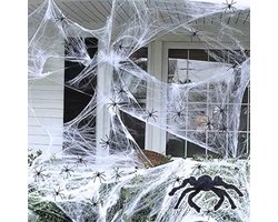 Spinnenweb Halloween Decoratie - 20m2 Groot - Incl. 21 Nep Spinnen - Halloween Decoratie - Halloween Versiering