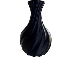 Spiraal Vaas 'Noir Helix' - Stijlvolle Zwarte Vaas (24 cm) | Design Woonaccessoires