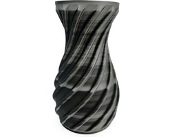 Spiraal Vaas - Vaas - Modern - Zwart/Zilver - Kunststof - 21x13cm - Woonaccessoires - Duurzaam