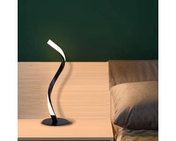 Spiraallamp, spiraalvormige tafellamp, nachtlampje voor op het nachtkastje, sfeerverlichting, leeslamp, nachtlampje voor thuisdecoratie, S-vormige lamp - zwart