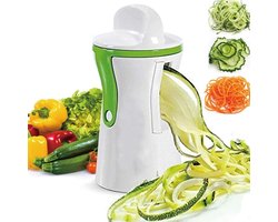 Spiraalsnijder - Juliennesnijder - Spiralizer Groentesnijder - Plantaardige Spiral Slicer - Courgette Pasta Maker - Noodle Spaghetti Cutter - Courgettesnijder Voor Slierten - Incl. Vingerbescherming - Voor Wortel Komkommer Courgette - Groen Wit