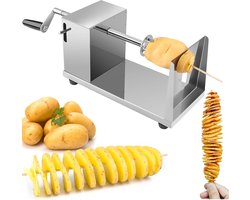 Spiraalsnijder voor Groenten en Aardappelen - RVS Aardappel Spiraalsnijder - Handmatige Tornado Aardappel Snijder - Multifunctionele Groente Snijmachine voor Komkommer, Wortel en Radijs