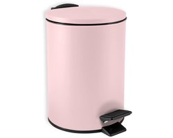 SPIRELLA Adelar Pedaalemmer 3L Mat Roze - Softclose Systeem - Uitneembare Binnenemmer - Moderne Badkamer Prullenbak - Ø 16,8 x H 25 cm