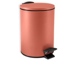 SPIRELLA Adelar Pedaalemmer 3L - Mat Terracotta Pedaalbak met Soft-Close - Uitneembare Binnenemmer - Stalen Design voor Badkamer en Toilet
